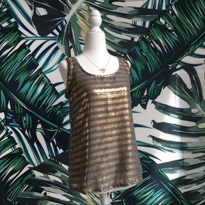 ✨SEQUINS!✨ NWT Buffalo Gold Charcoal Striped Tank